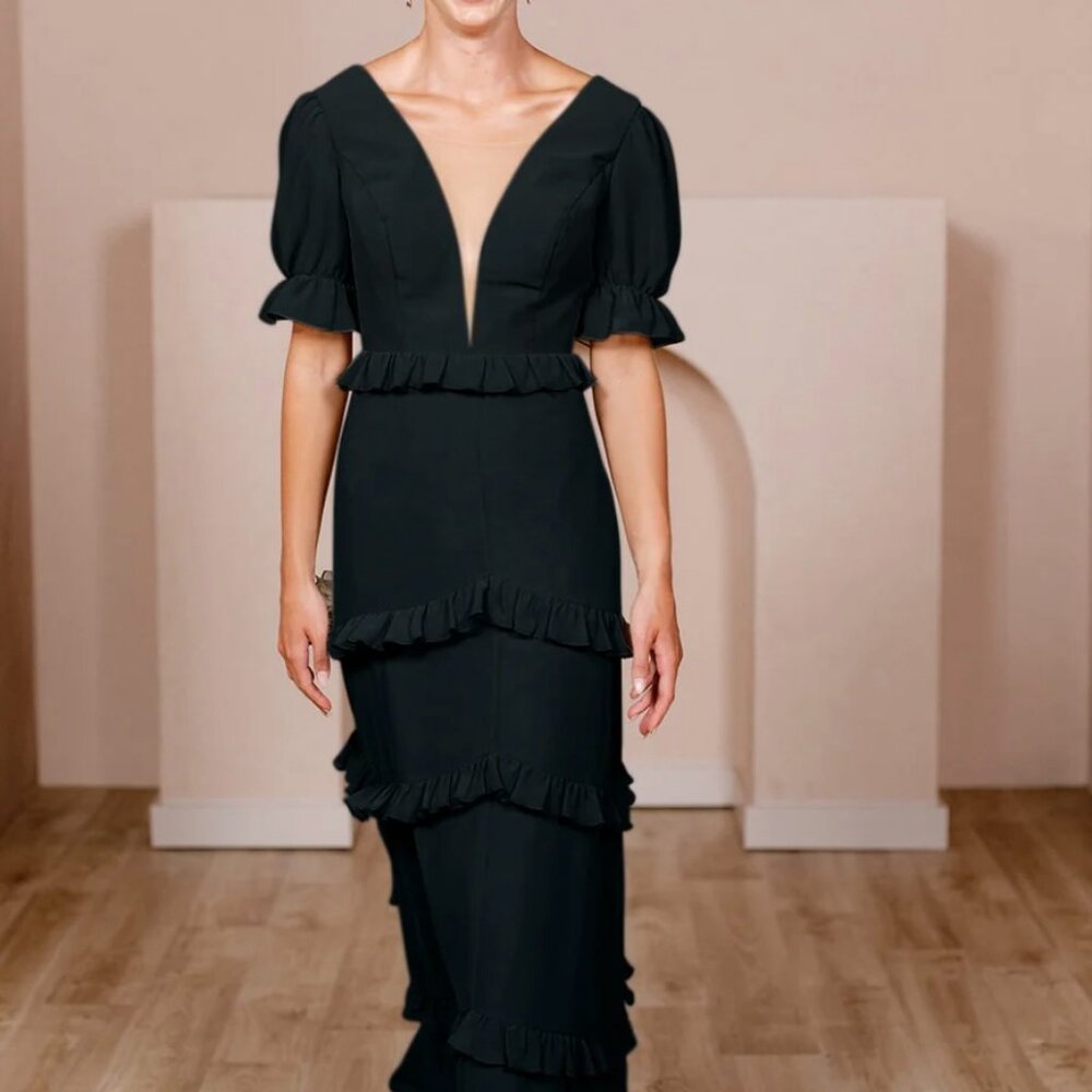 Revelry harley chiffon dress - black size 4 petite